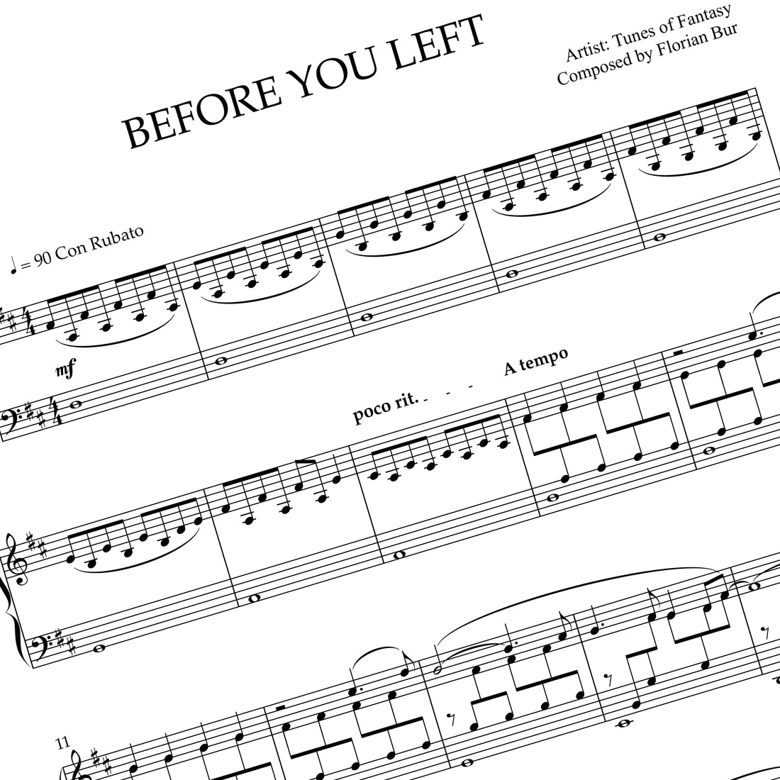 Before You Left - Piano Sheet Music
